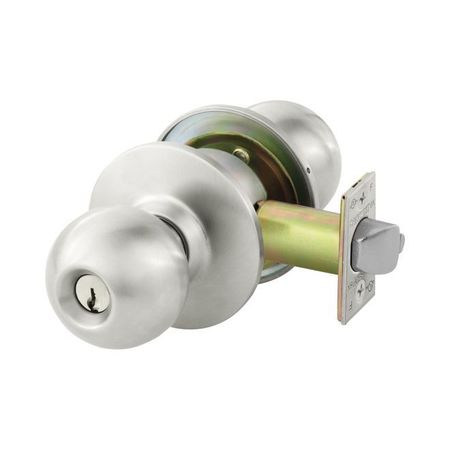 SARGENT Storeroom Cylindrical Lock Grade 1 with B Knob and L Rose and ASA Strike and LA Keyway Satin Stainle 288XG04LB32D